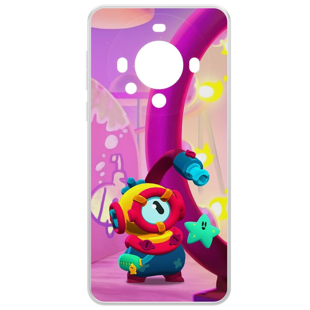 

Чехол-накладка Krutoff Clear Case Brawl Stars-Отис для Huawei Mate 60, Прозрачный