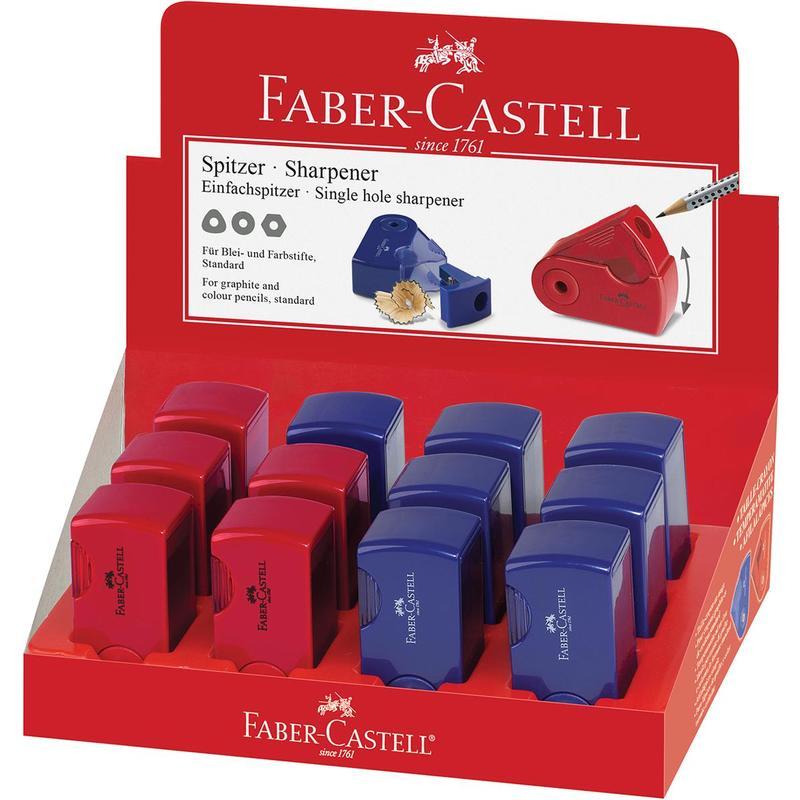 Точилка ручная Faber-Castell Sleeve Mini (с контейнером) красная/синяя (182711), 12шт