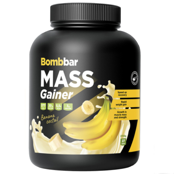 Гейнер Bombbar Mass Gainer банановый коктейль 2700 г