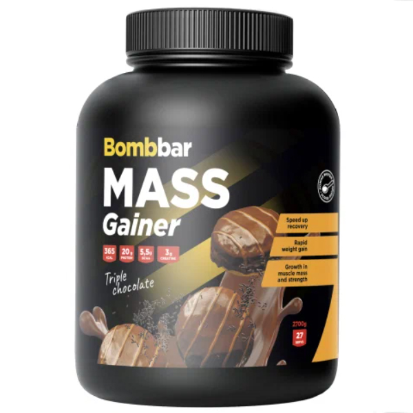 Гейнер BOMBBAR Mass Gainer, Тройной шоколад, 2700 г