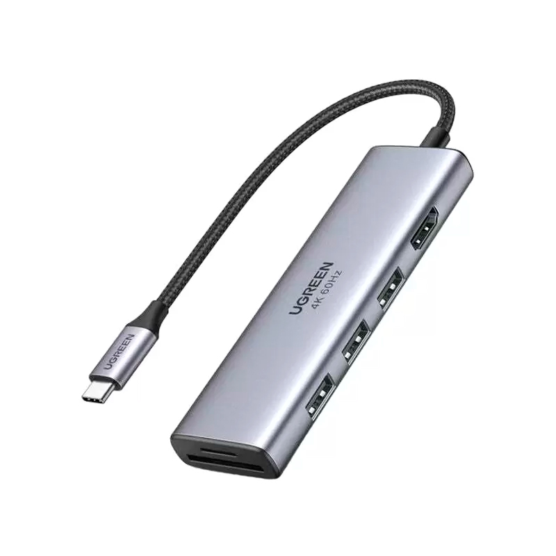 фото Разветвитель для компьютера ugreen 6 в 1, 3 х usb 3.0, hdmi, sd/tf (60383) (60383)