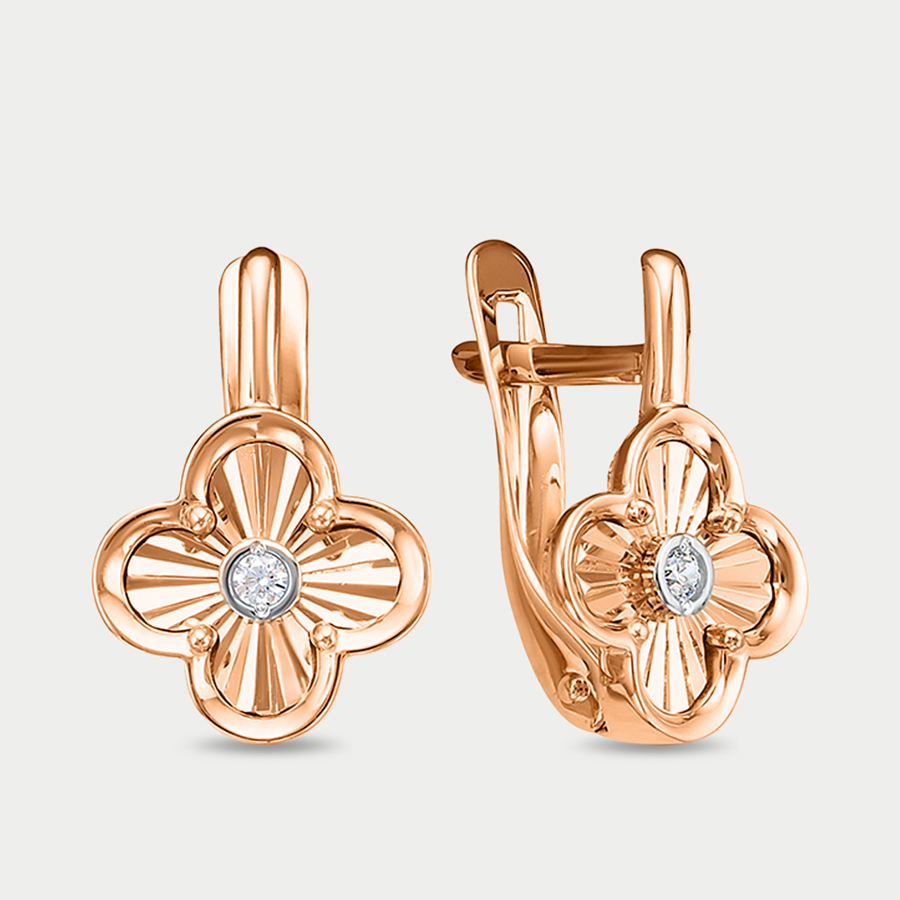

Серьги из розового золота Delta 1203995, фианит, 1203995
