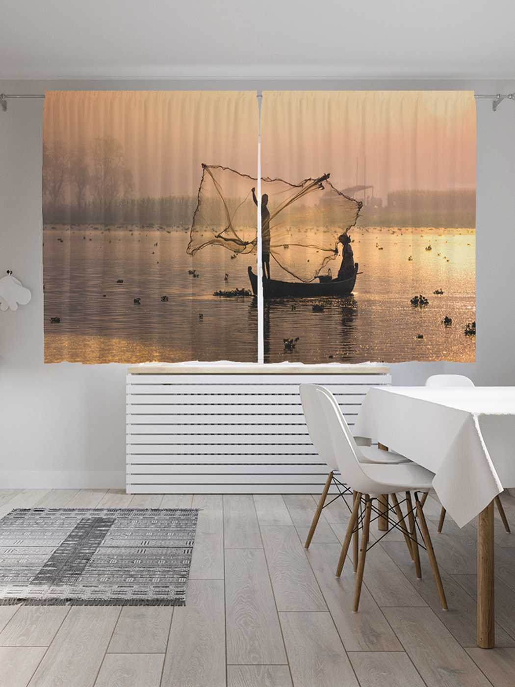 фото Классические шторы joyarty "рыболовные сети", серия oxford delux, 2 полотна 145x180 см