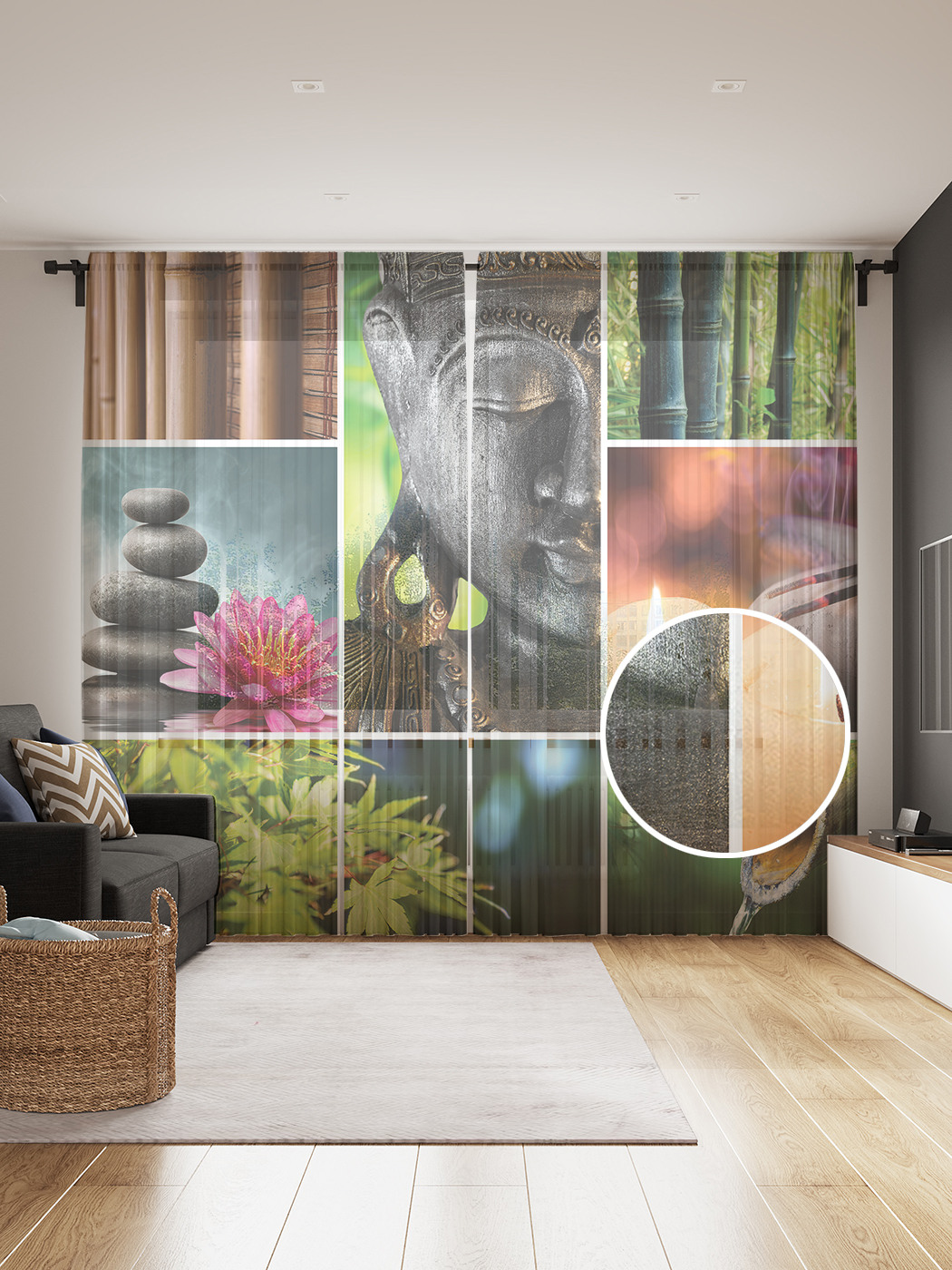 

Фототюль JoyArty "Спокойствие буддиста", 145x265см, 2 полотна, лента, 50 крючков, Спокойствие буддиста