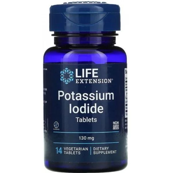 Йодид калия Life Extension Potassium Iodide Tablets 130 мг вегетарианские таблетки 14 шт