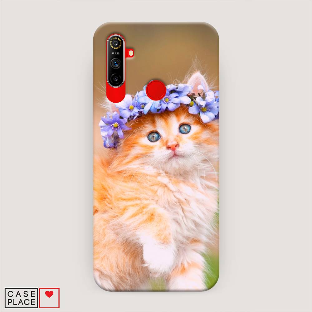 

Пластиковый чехол "Рыжий кот в венке" на Realme C3, 253020-1