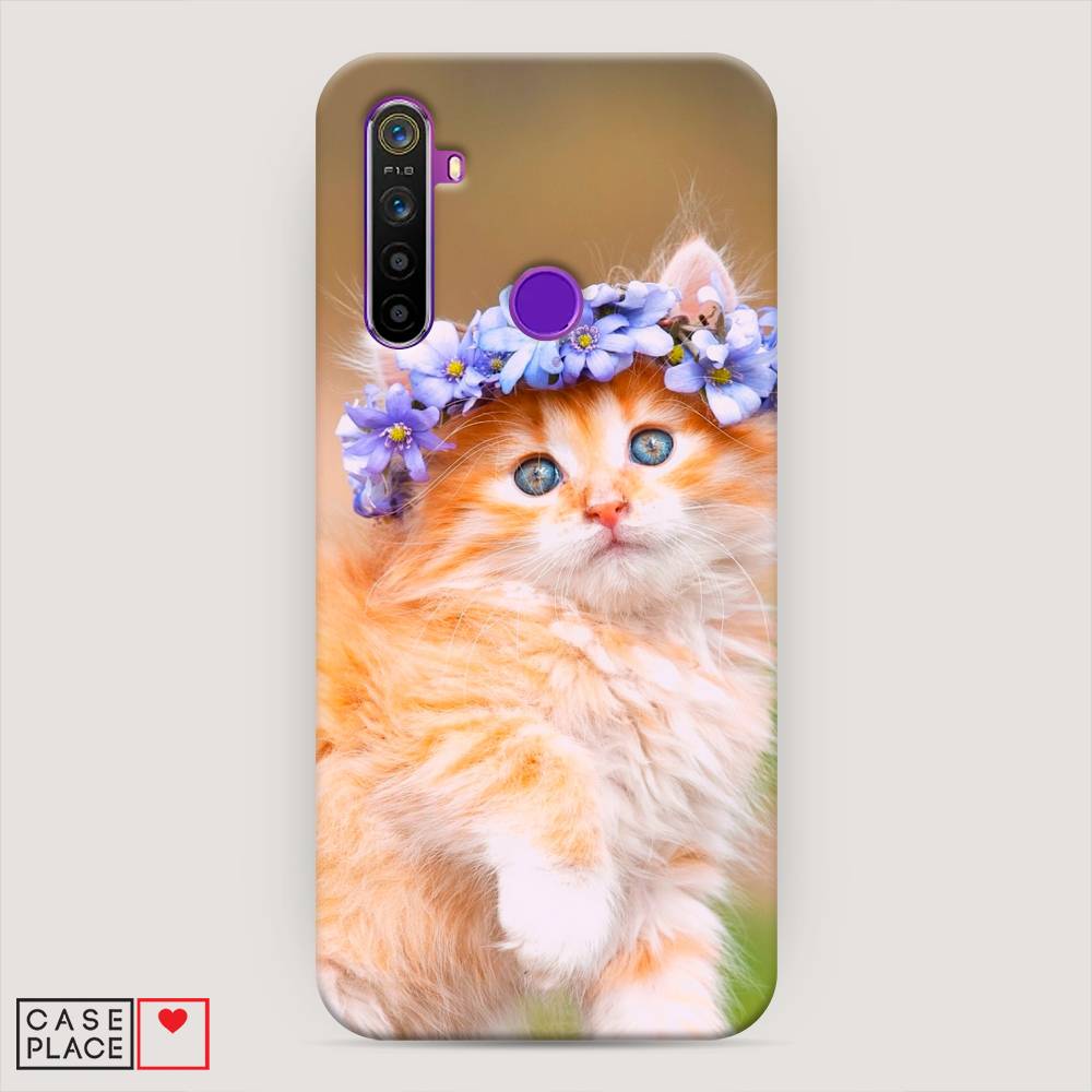 

Пластиковый чехол "Рыжий кот в венке" на Realme 5, 251520-1