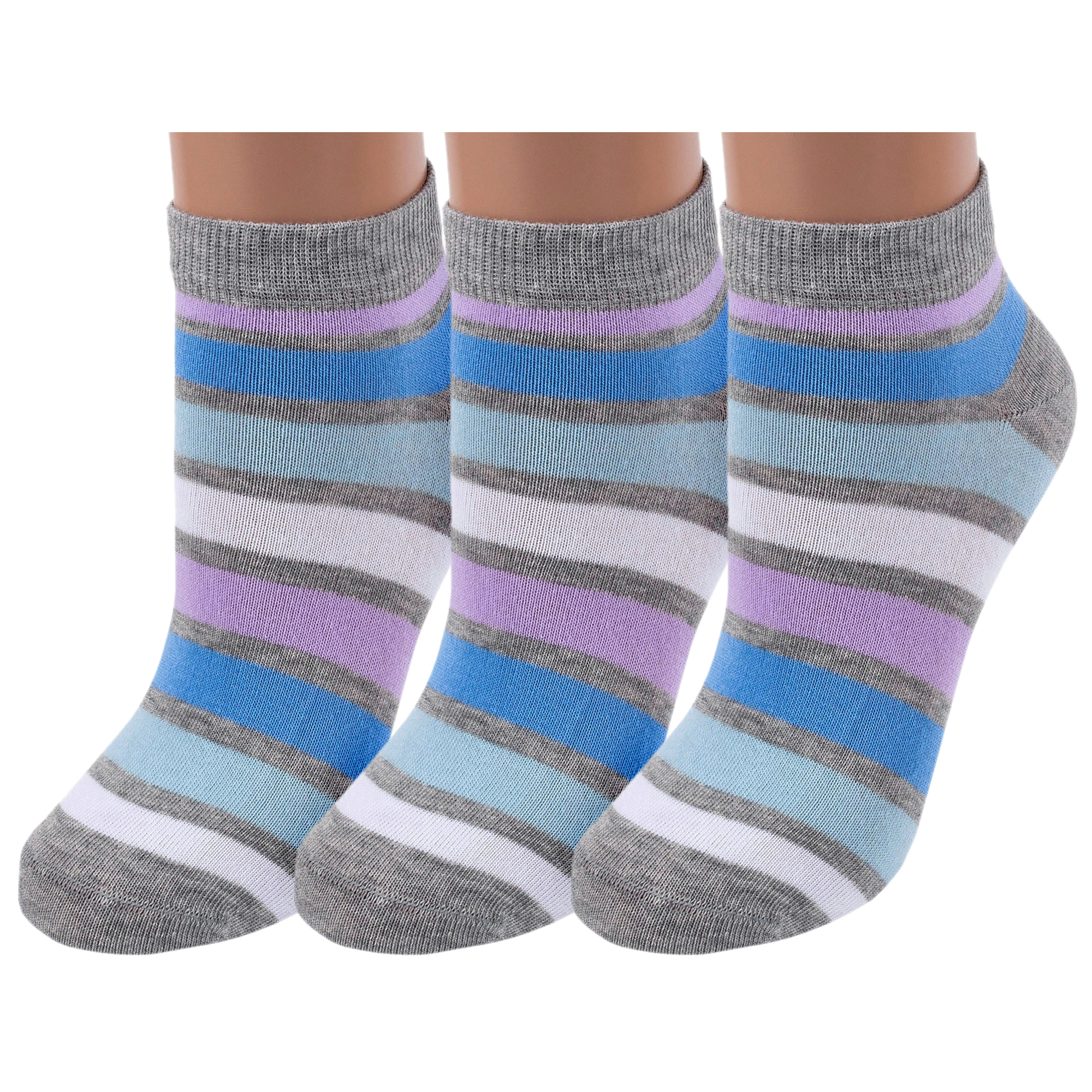 Комплект носков женских ХОХ 3-G-3Rk серых; фиолетовых; синих; бирюзовых; белых 23