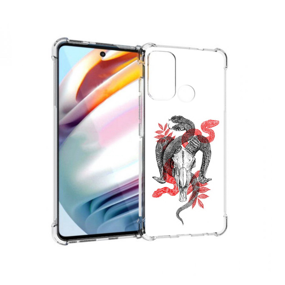 

Чехол MyPads Tocco для Motorola Moto G60 змея в черепе рисунок (PT227068.360.365), Прозрачный, Tocco