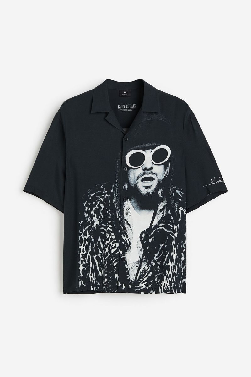 

Рубашка мужская H&M 1136278 черная S, Черный, 1136278