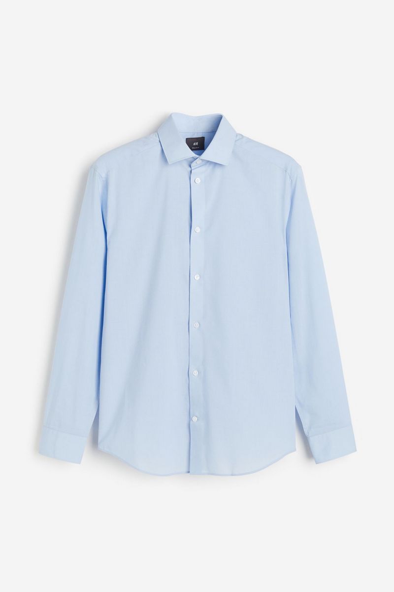 

Рубашка мужская H&M 1025664 голубая S, Голубой, 1025664