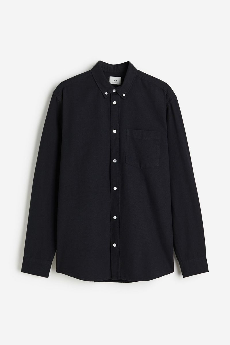 

Рубашка мужская H&M 1013956 черная S, Черный, 1013956