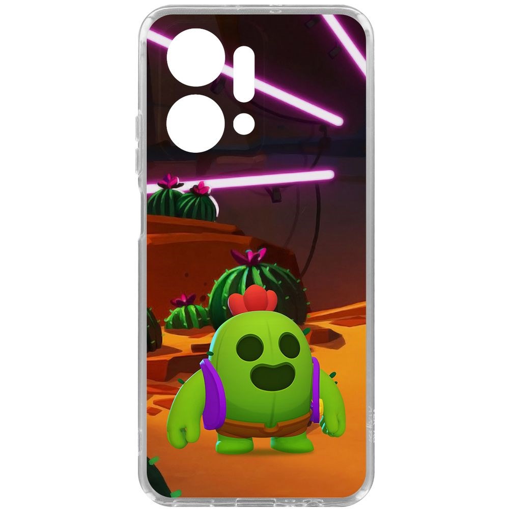 Чехол-накладка Krutoff Clear Case Brawl Stars-Спайк для Honor X7a Plus