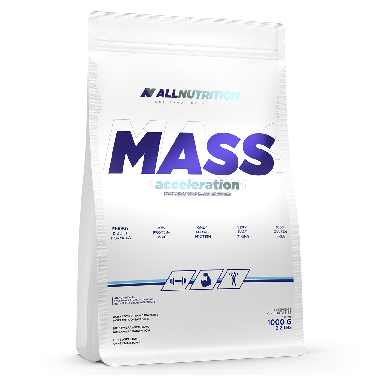 

Гейнер AllNutrition MASS ACCELERATION 1000 гр., клубника