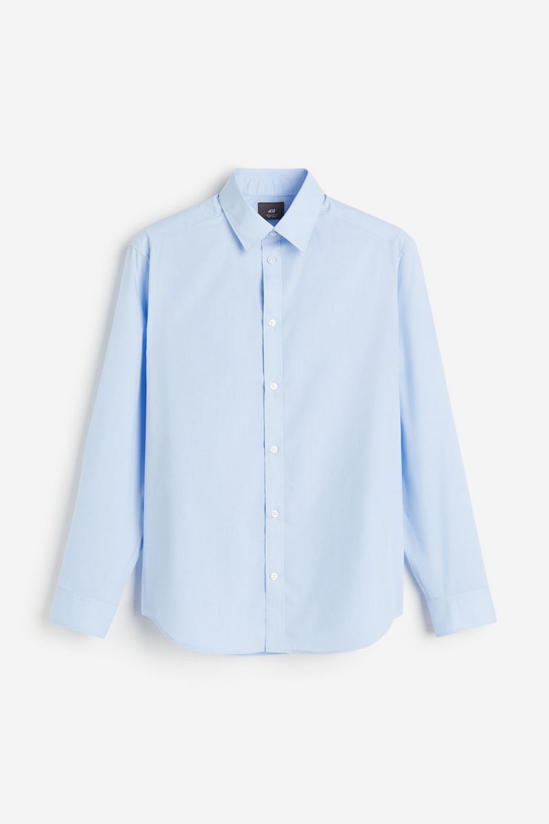 

Рубашка мужская H&M 0977237 голубая XS, Голубой, 0977237