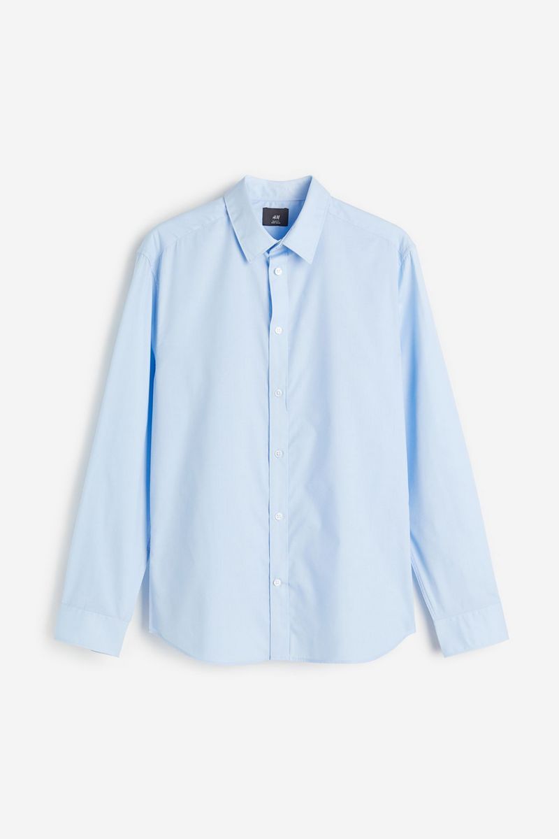 

Рубашка мужская H&M 0976709 голубая S, Голубой, 0976709