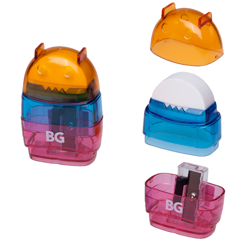Точилка ручная BG i-Robot (с контейнером и ластиком) разные цвета (TPKL_1RT 6139), 24шт