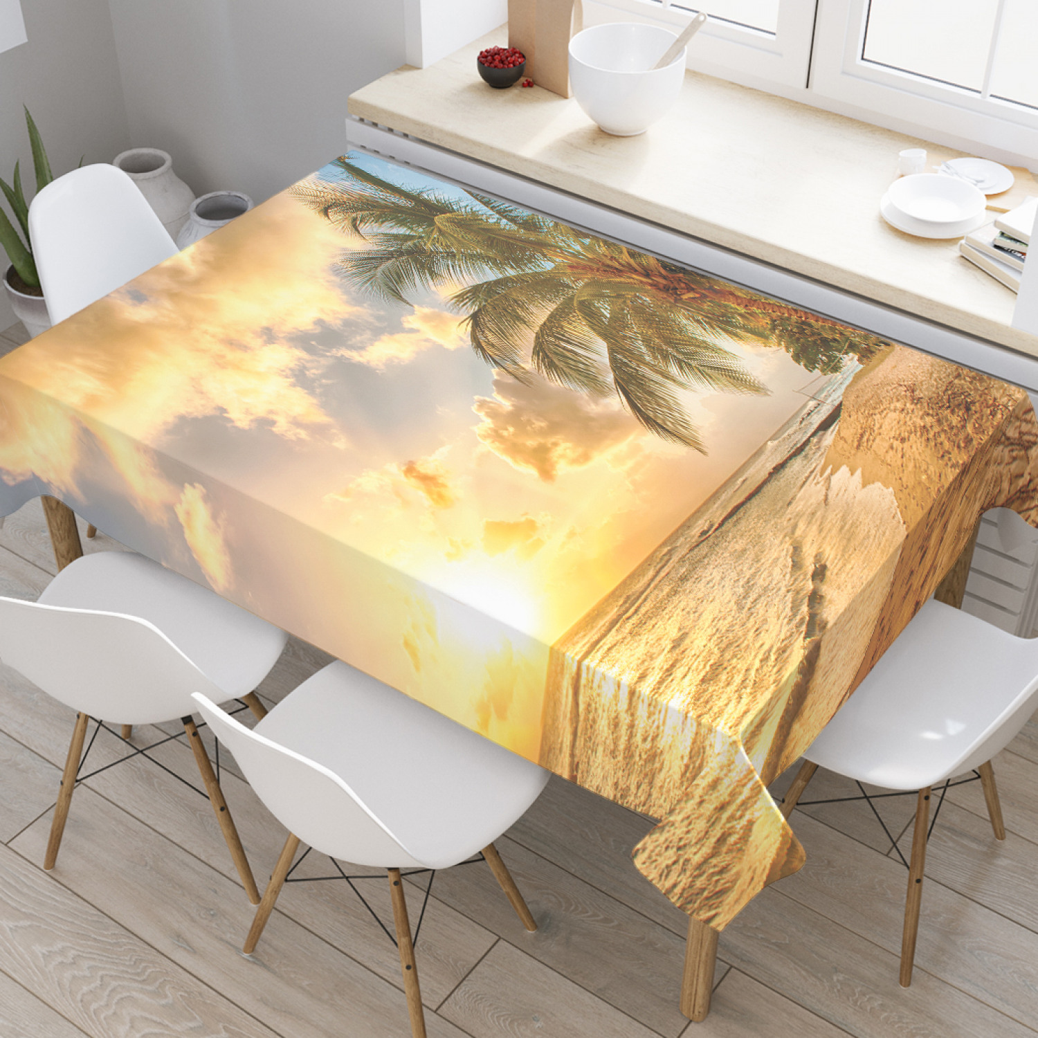 

Скатерть прямоугольная JoyArty "Мечтательные тропики" из оксфорда, 120x145 см, Желтый, Мечтательные тропики