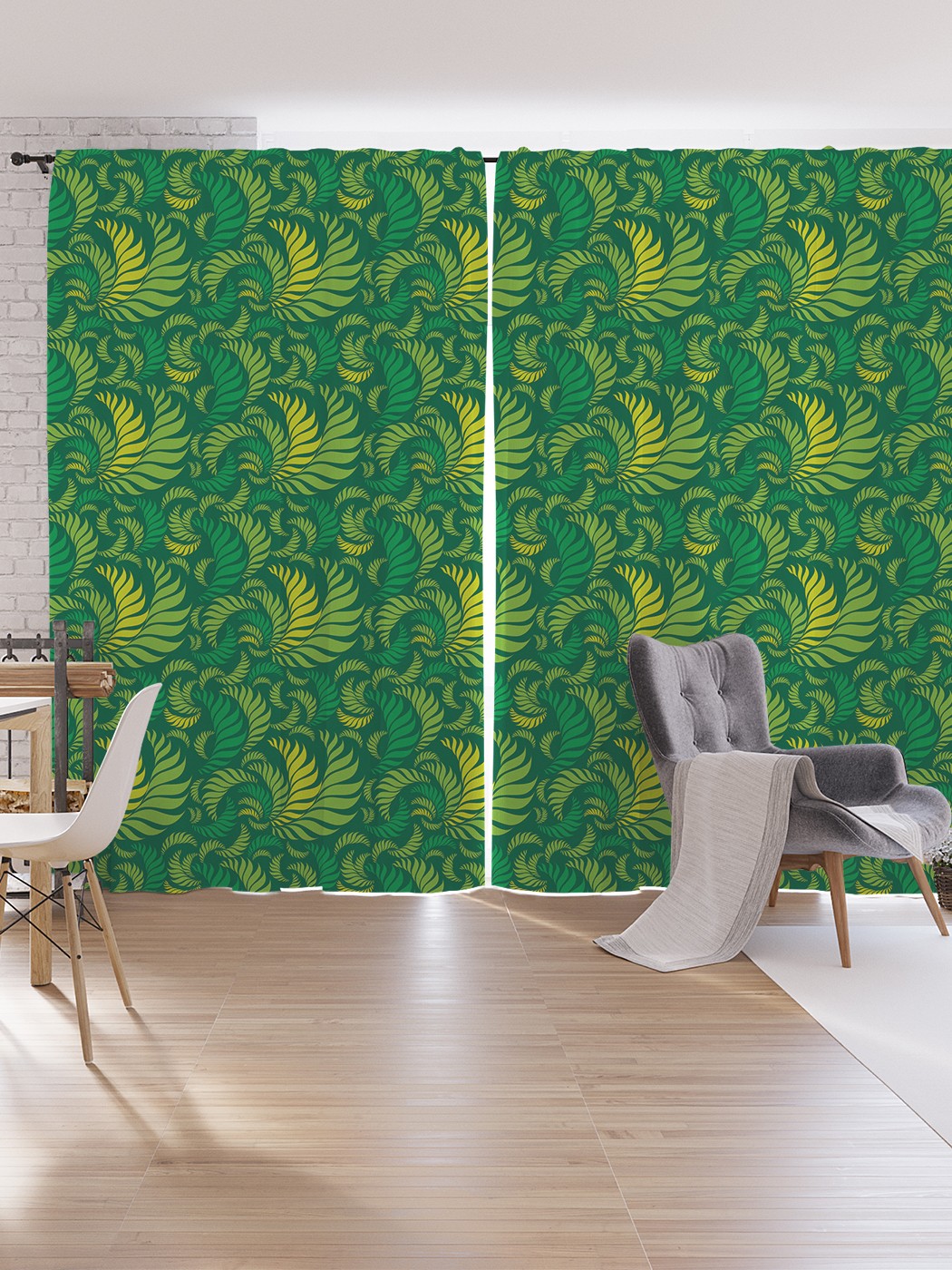 

Шторы под лён JoyArty "Узорные листья папоротника", серия Oxford DeLux, 340х265 см, Узорные листья папоротника