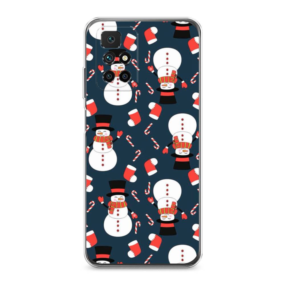 

Чехол для Xiaomi Redmi 10 "Синие снеговики", Синий;белый;красный, 311350-5