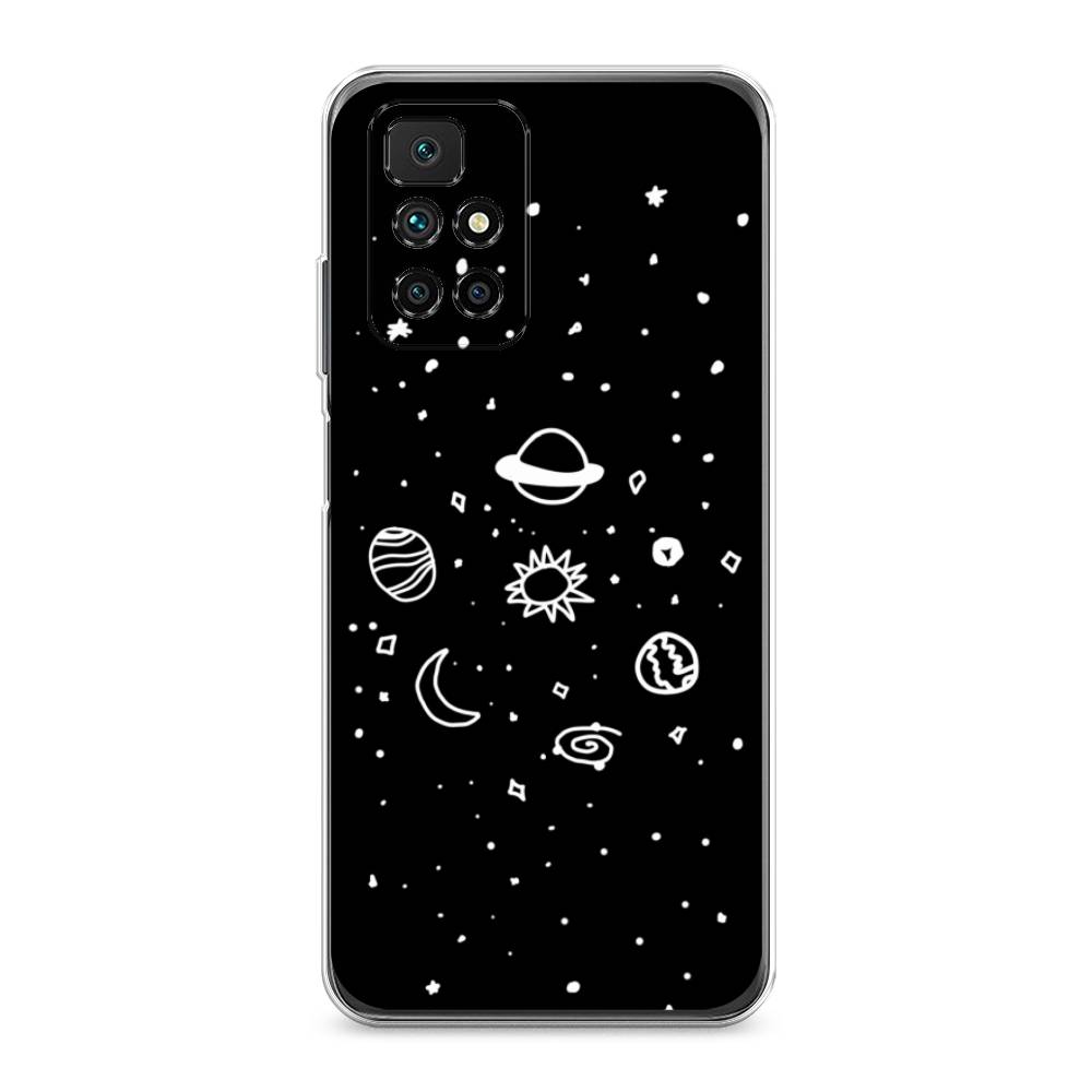 

Чехол для Xiaomi Redmi 10 "Дудл солнечной системы", Бежевый;серый, 311350-2