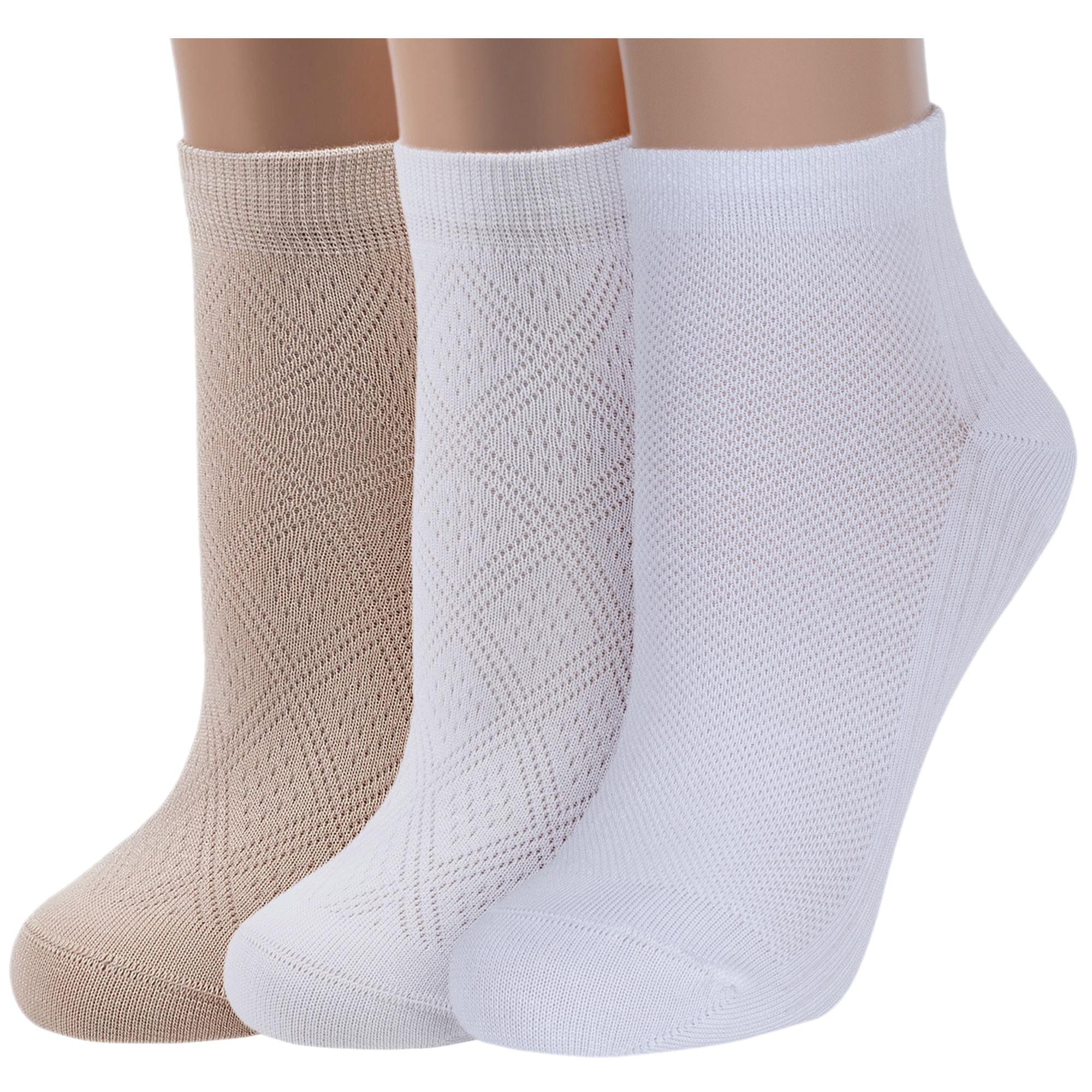 Комплект носков женских ХОХ 3-G-5Rb белых; бежевых 25