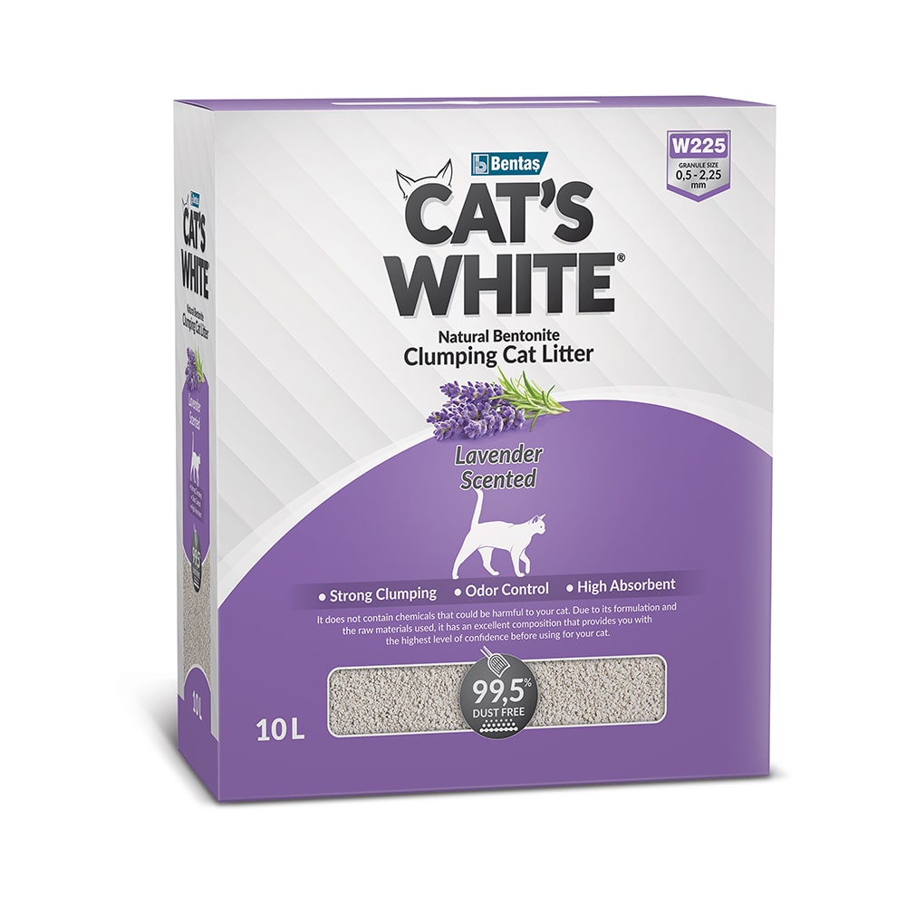 Комкующийся наполнитель Cat's White BOX Lavender бентонитовый, лаванда, 10л