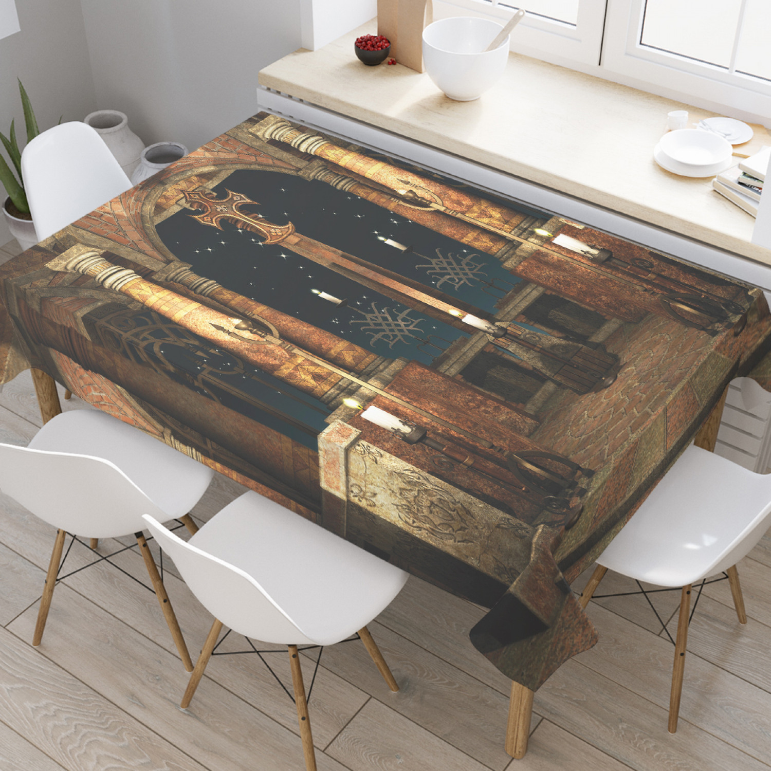 

Скатерть прямоугольная JoyArty "Ночная комната" из оксфорда, 120x145 см, Коричневый, Ночная комната