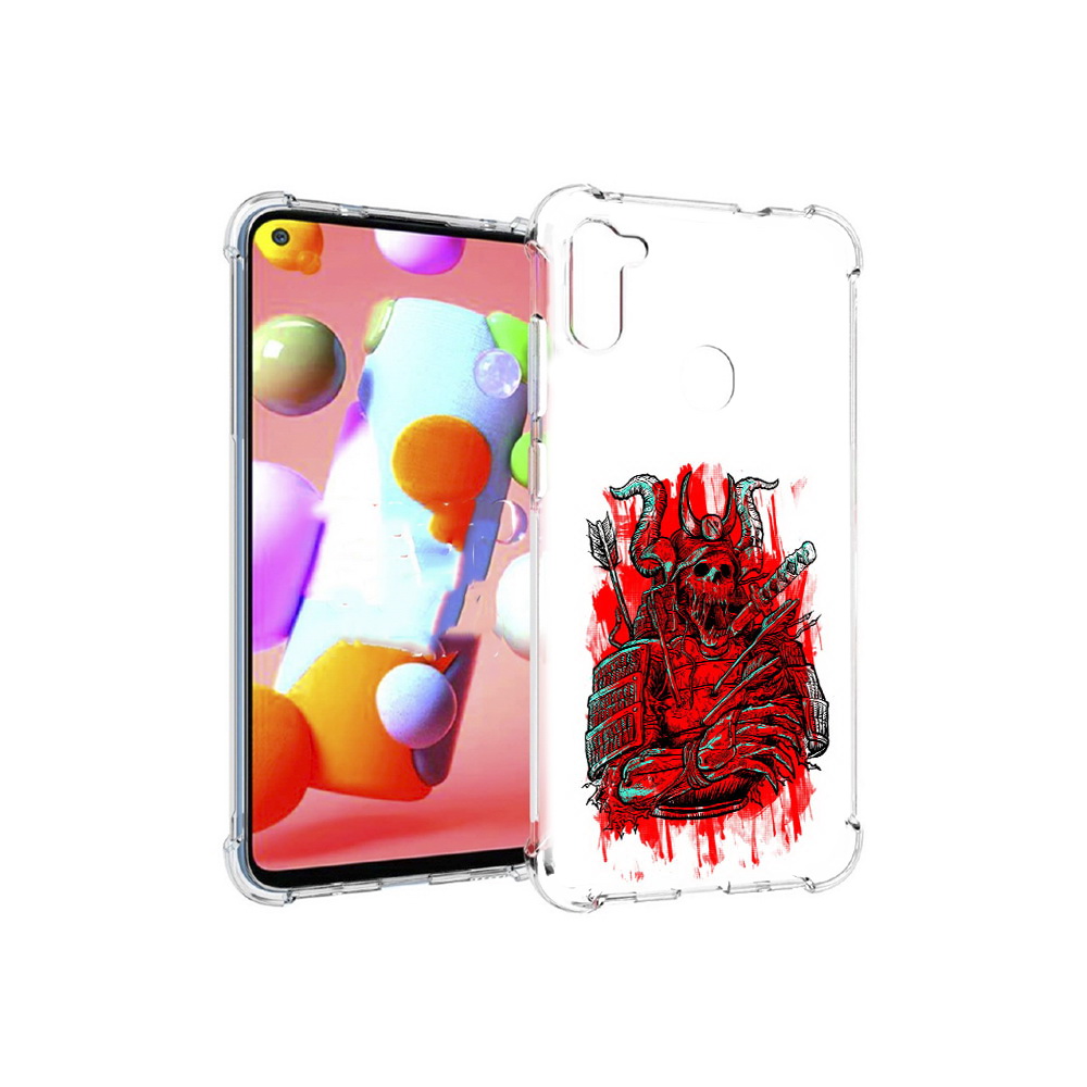 

Чехол MyPads Tocco для Samsung Galaxy M11 красный скелет воин (PT147121.487.413), Прозрачный, Tocco