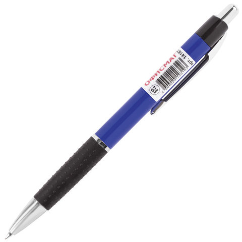 Ручка шариковая автоматическая Офисмаг (0,35мм, синий чернил, хромированные детали) 12шт