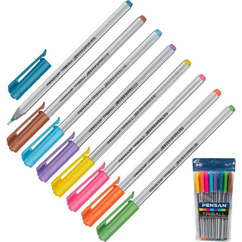 

Ручка шариковая Pensan Triball Colored 05мм 8 цв масляная основа 8шт 24 уп