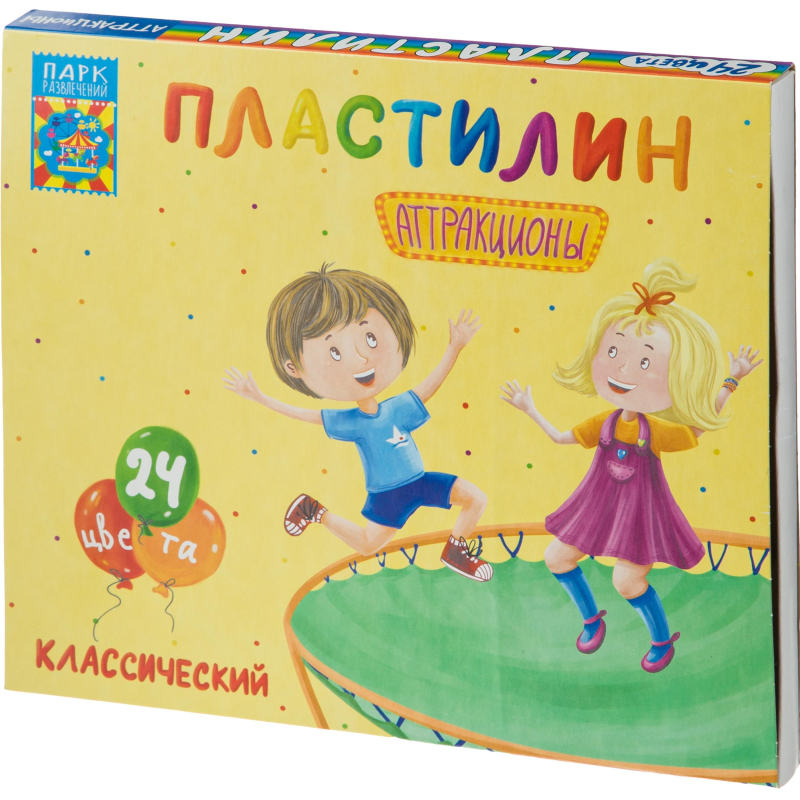 

Пластилин классический Аттракционы набор ПЛ-К24-480 24 цв, 480 г, со стеком, Разноцветный