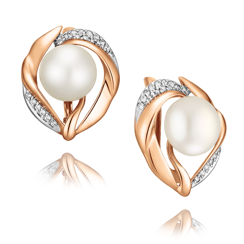 

Серьги из красного золота с жемчугом/фианитом ADAMAS 2452931/01-А50Д-727, 2452931/01-А50Д-727