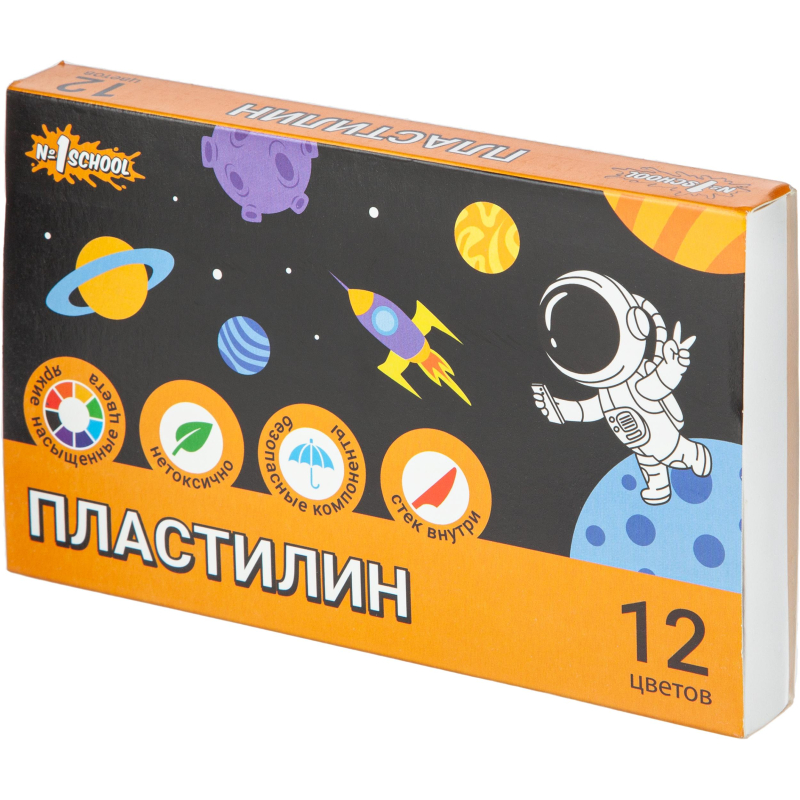 Пластилин №1 School Space time набор 12 цв, 180 гр, со стеком