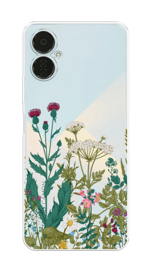 

Чехол на Tecno Camon 19 Neo "Дикие полевые цветы", Зеленый;розовый;белый, 302350-2