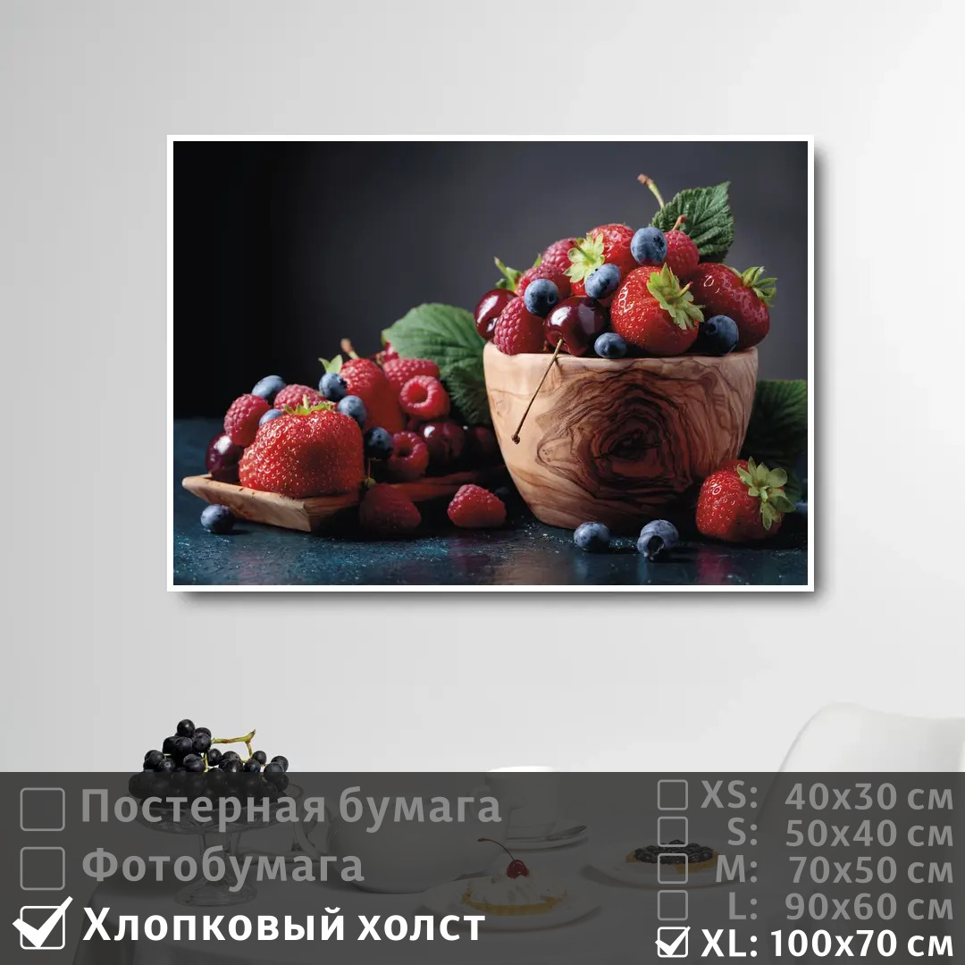 

Постер на холсте ПолиЦентр Ягодный ассорти на столе 100х70 см, ЯгодныйАссортиНаСтоле1