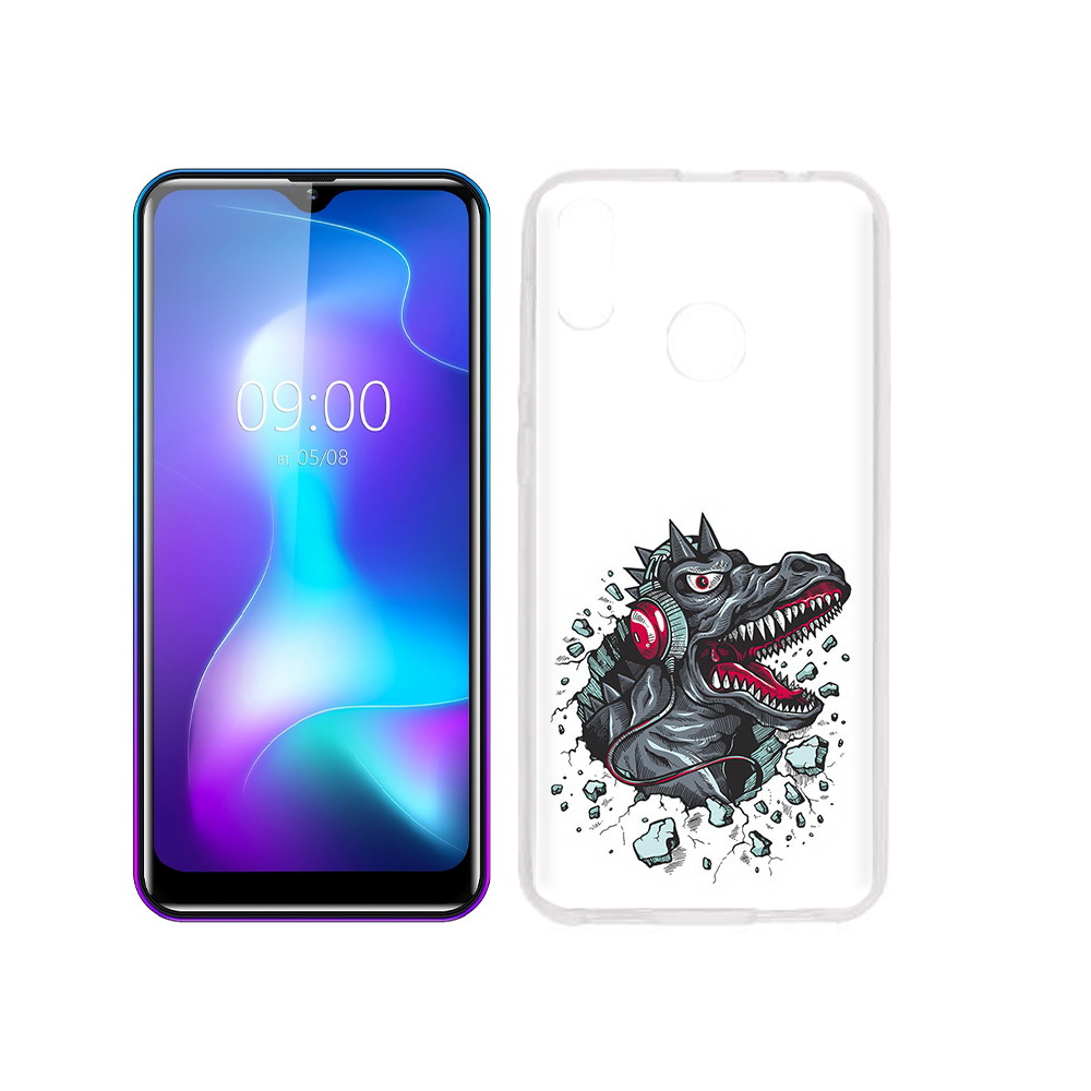 

Чехол MyPads Tocco для BQ 6042L Нарисованный динозавр в наушниках, Прозрачный, Tocco