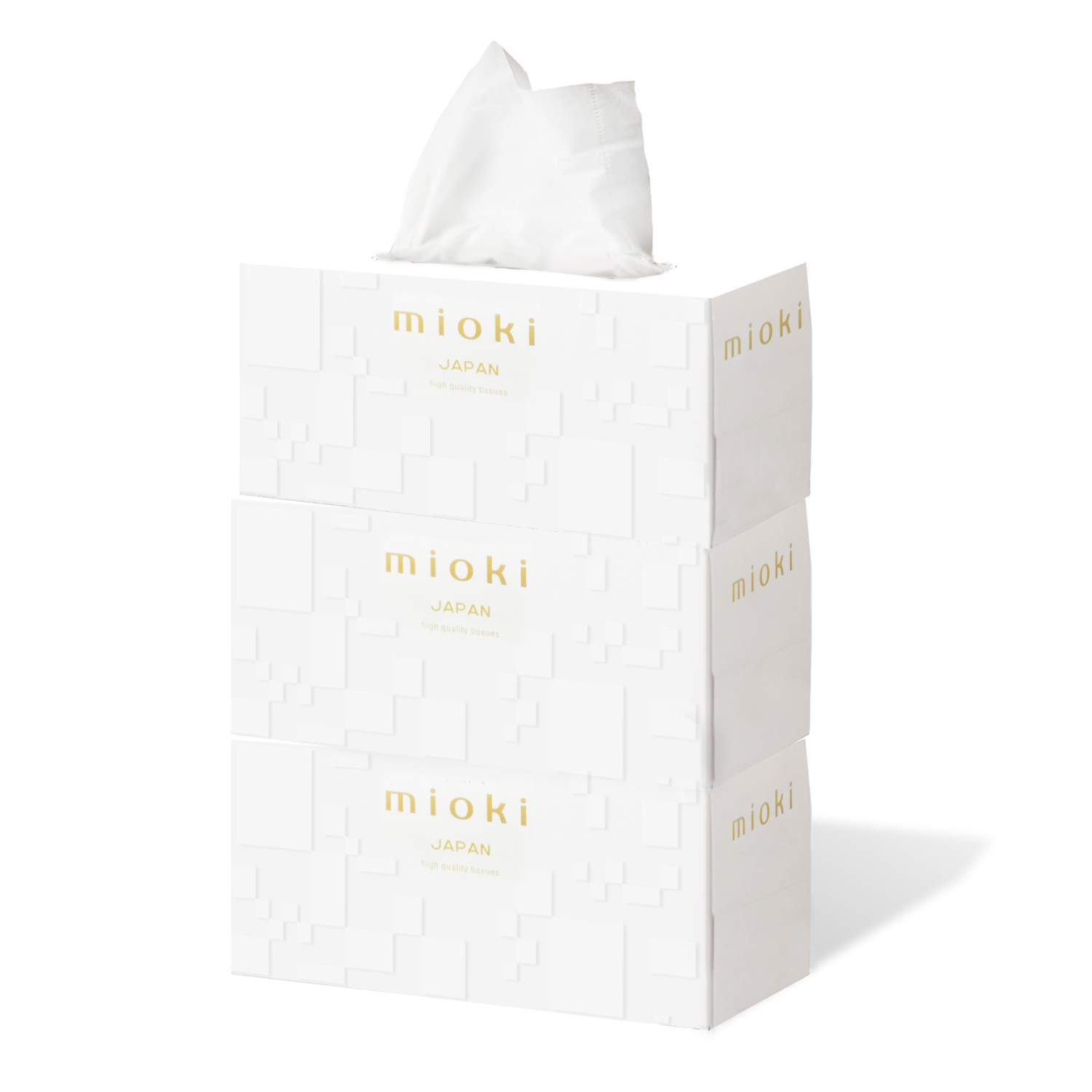 фото Бумажные салфетки mioki premium белый рельеф, набор из 3 упаковок по 220 шт