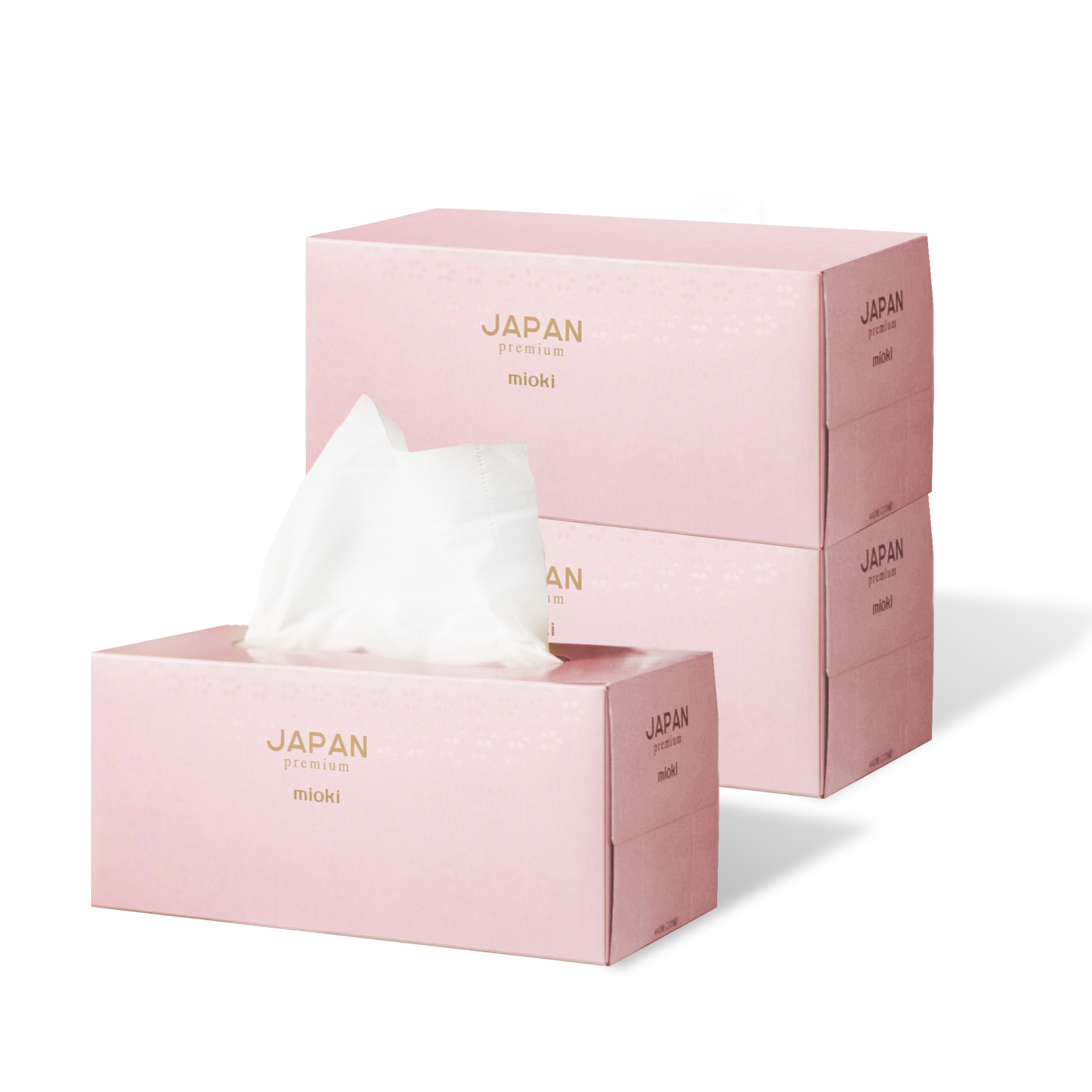 Бумажные салфетки MIOKI Premium Розовые Цветы, набор из 3 упаковок по 220 шт