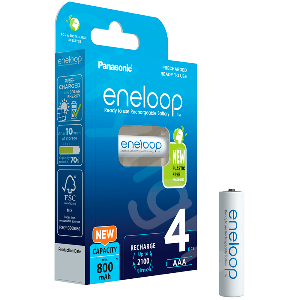 Аккумулятор ААА Eneloop Panasonic HR03-4PL 800мА/ч в блистере 4шт. BK-4MCDE/4BE