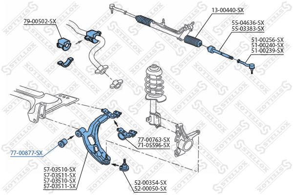 

Сайлентблок Stellox 7700877SX