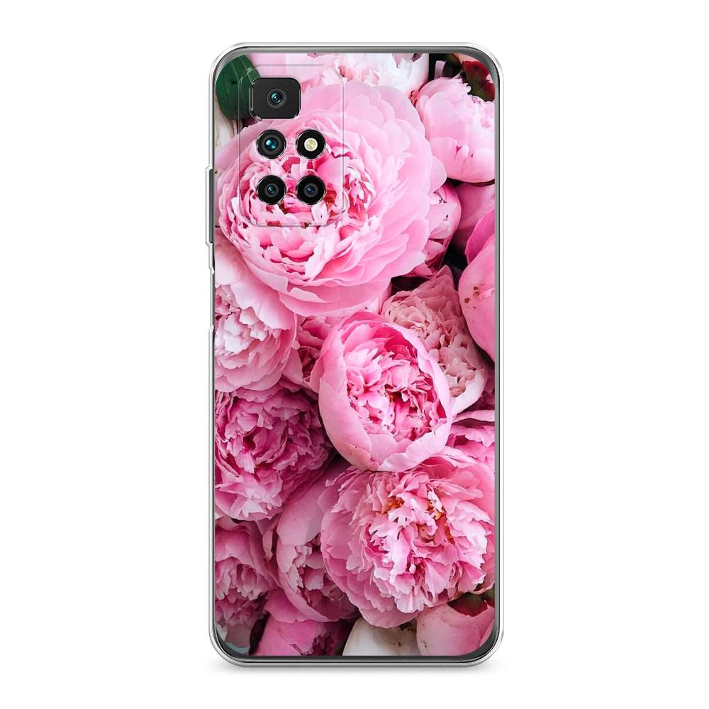 

Чехол на Xiaomi Redmi 10 "Розовые пионы", Бежевый;розовый, 311350-2