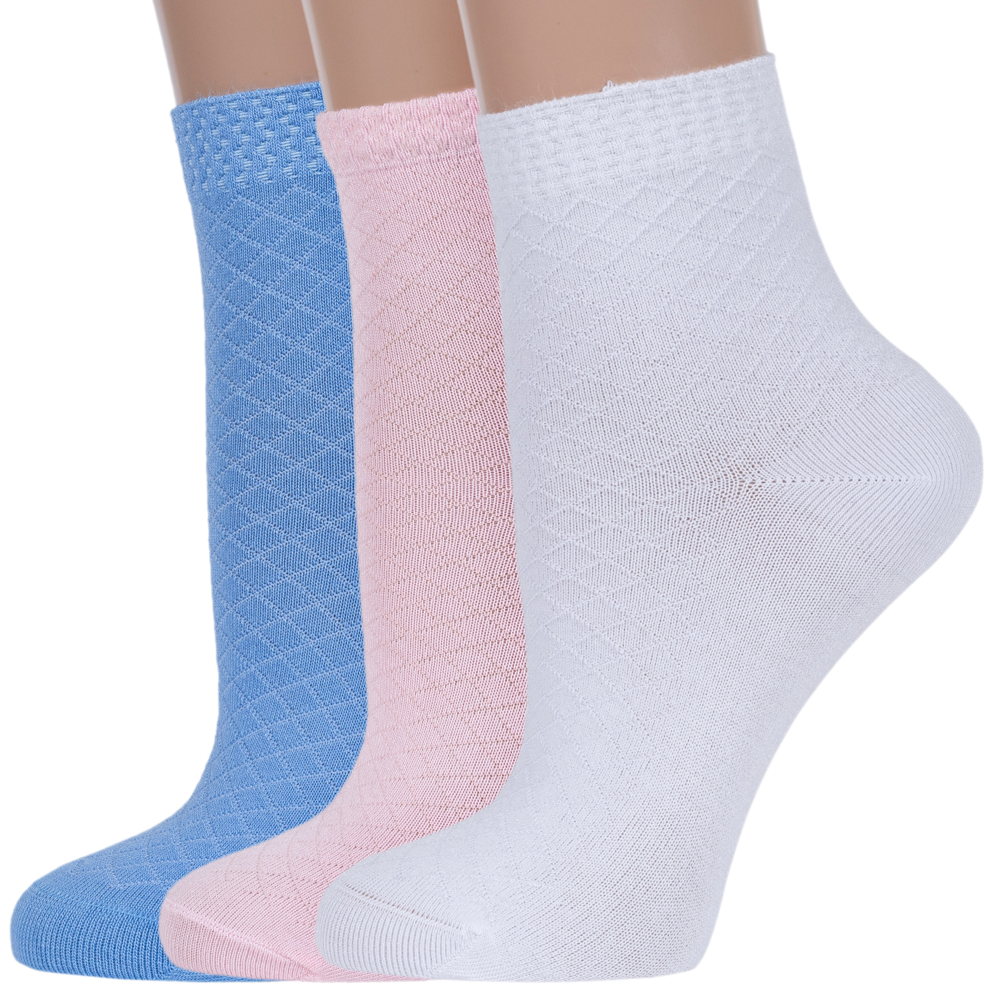 Комплект носков женских ХОХ 3-G-223 белых; голубых; розовых 25