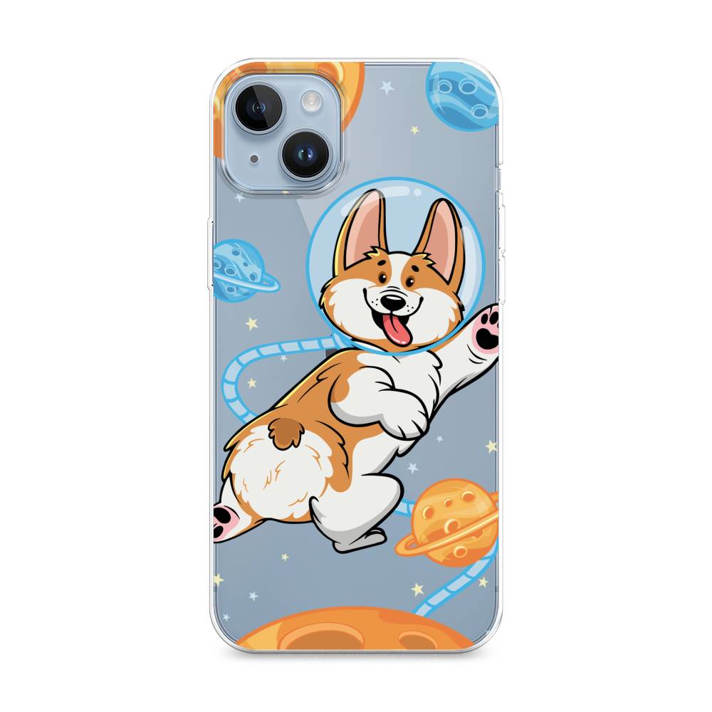 

Чехол на Apple iPhone 14 Plus "Корги-космонавт", Голубой;бежевый;белый, 15350-1