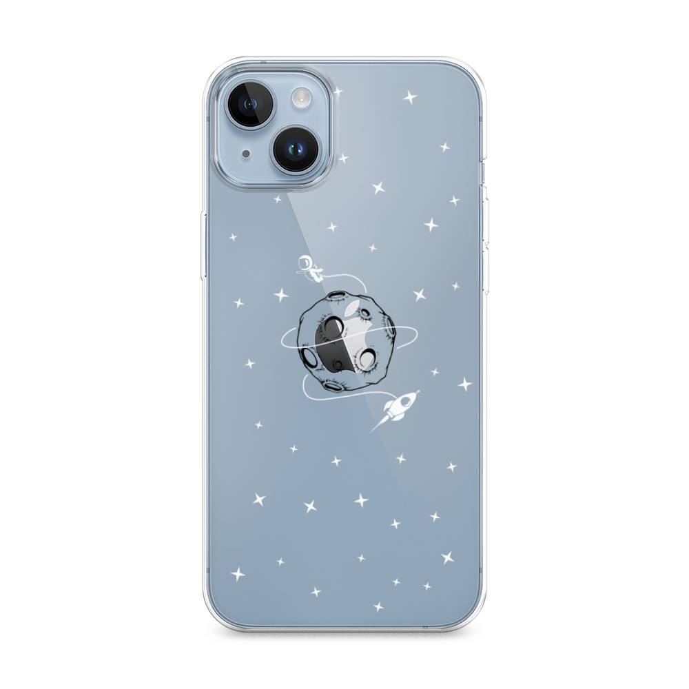 

Чехол на Apple iPhone 14 Plus "Полет вокруг луны", Белый;серый;черный, 15350-2