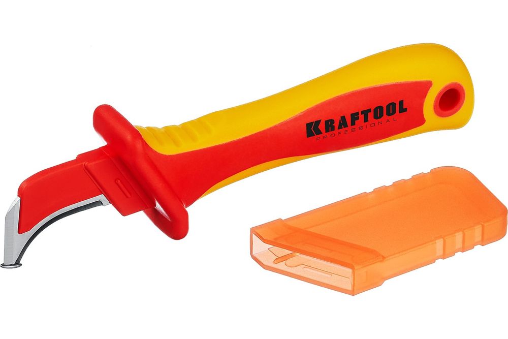 Диэлектрический нож электрика Kraftool KN-7 45400 изогнутый 1000 В диэлектрический усиленный кабелерез kraftool