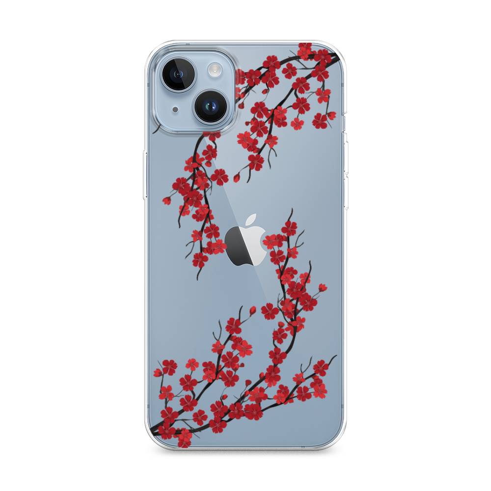 

Чехол на Apple iPhone 14 Plus "Красная сакура", Красный;черный, 15350-2
