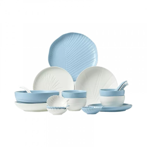 Набор керамической посуды SONGFA Planting Shadow Relief Leaf Ceramic Tableware 24 прибора