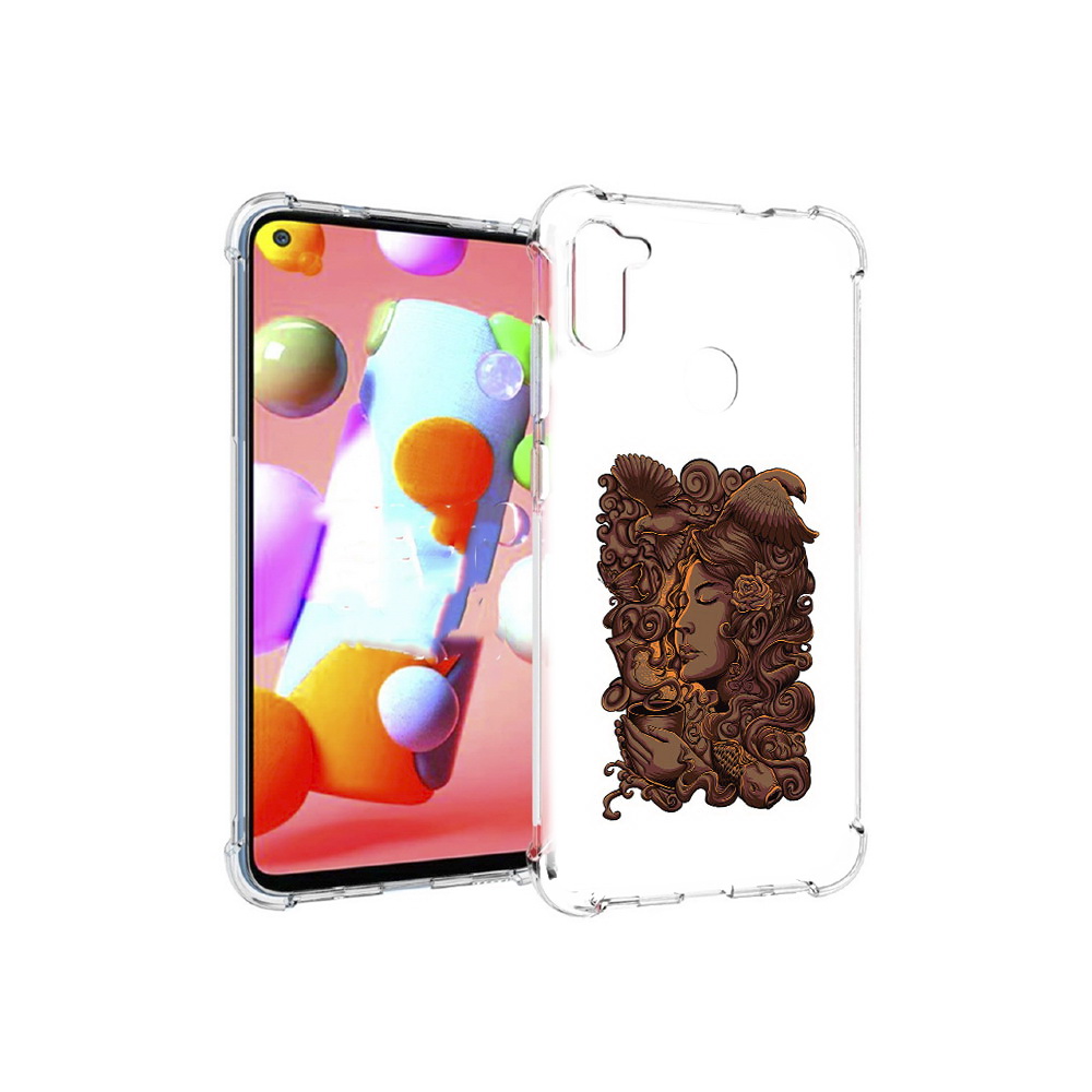 

Чехол MyPads Tocco для Samsung Galaxy M11 девушка с длинными волосами абстракция, Прозрачный, Tocco