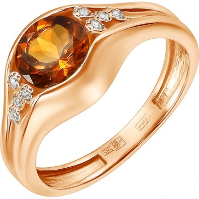 

Кольцо из красного золота с фианитом/цитрином р. 18 ALORIS Кольцо 2032ЦКцб, Кольцо 2032ЦКцб